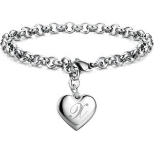 Heart Initial Charm letter X Bracelet Bracelet Jewelry Gifts